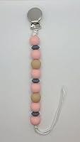 Algopix Similar Product 8 - Pink Oatmeal  Gray Pacifier Clip
