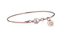 Algopix Similar Product 2 - Rose Gold Pearl Bangle Bracelet with