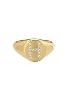 Algopix Similar Product 18 - Diamond Letter Small Signet Ring 14k