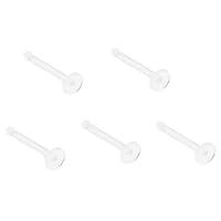 Algopix Similar Product 17 - 5Pack Clear Bioflex Flat Top Nose Ring