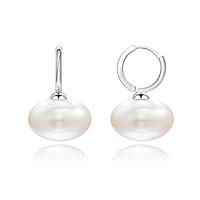 Algopix Similar Product 1 - Sterling Silver Oval Pearl Drop Dangle