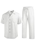 Algopix Similar Product 15 - Fengbay Men 2 Piece Linen Outfit Beach