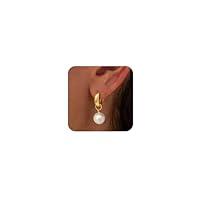 Algopix Similar Product 7 - Pearl Earrings for Women Gold Hoop