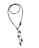 Algopix Similar Product 20 - Black Leather Black Pearl Y necklace