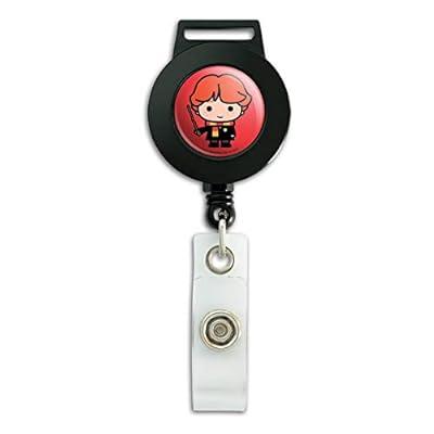Boshiho Vertical Style Leather ID Card Badge Holder with Keychain Key Ring