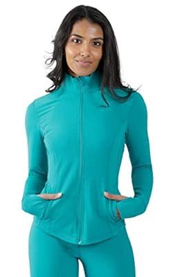 Best Deal for 90 Degree By Reflex Womens High Neck Slim Fit Ribbed Zip Up