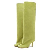 Algopix Similar Product 13 - Oakmoo Olive Suede Knee High Boots for