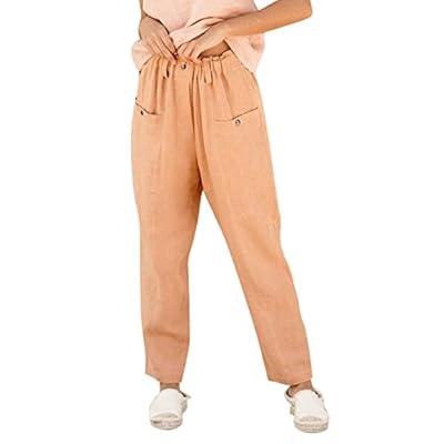 Summer Cotton Linen Capri Pants for Women Casual Loose Fit Lightweight  Womens Capris Crop Pants Trousers Elastic Waist 