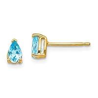 Algopix Similar Product 15 - 14k Yellow Gold 5x3mm Pear Blue Topaz
