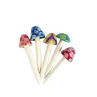 Algopix Similar Product 5 - Mushroom Ceramic Fairy Garden Stakes 