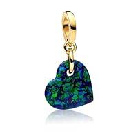 Algopix Similar Product 16 - Opalescent Green Heart Dangle Charm for