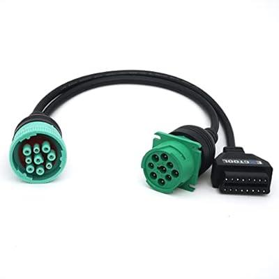 Black or Green 9 to 16 pin OBD2 OBD-II diagnostic adapter cable J1939