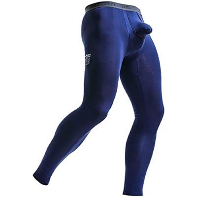 Men's Cotton Thermal Bottoming Pants Bulge Pouch Underwear Long