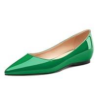 Algopix Similar Product 15 - AMBELIGHT Green Patent Comfy Flats for