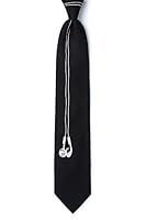 Algopix Similar Product 8 - Black Microfiber Tie | Earbuds Necktie