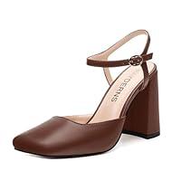 Algopix Similar Product 13 - WAYDERNS Dark Brown Slingback Heels for