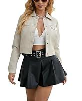 Algopix Similar Product 16 - RISCUYY Leather Jacket Women Cropped 4