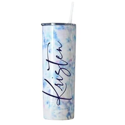 Personalized Stainless Steel Skinny Tumbler With Lid and Straw