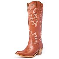 Algopix Similar Product 9 - GOSERCE Brown Cowgirl Boots Knee High