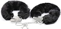 Algopix Similar Product 3 - Stainless Steel Black Fluffy Handcuffs