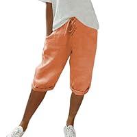 Algopix Similar Product 15 - Womens Linen Capri Pants Drawstring