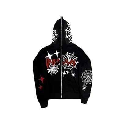 Womens Y2k Graphic Printed Zip Up Hoodies Gothic Punk Oversized