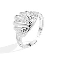 Algopix Similar Product 5 - Silver Seashell Ring Adjustable Chunky