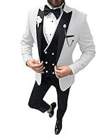 Algopix Similar Product 6 - Black and White Slim Fit Suit for Men