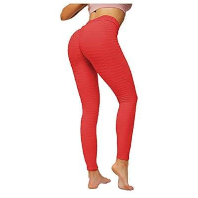 Red High Waisted Leggings Ladies Tights Bum Lift Push up Pants