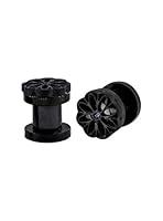 Algopix Similar Product 1 - Steel Black Flower Cutout Tunnel Plug 2