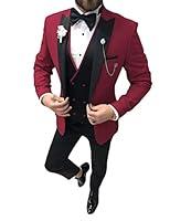 Algopix Similar Product 6 - SHUZHXLZANGY Mens Burgundy Suits 3