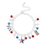 Algopix Similar Product 15 - USA American Flag Charm Bracelet 