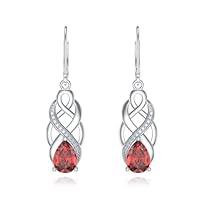 Algopix Similar Product 7 - Celtic Knot Red Earrings 925 Sterling