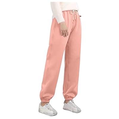 Ruffle Elastic Waist Sweatpants for Womens Lightweight Tapered Lounge Pants  Ladies Workout Athletic Jogger Pants