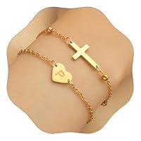 Algopix Similar Product 18 - NBXTD 2PCS Heart Initial Bracelet