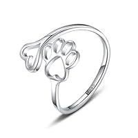 Algopix Similar Product 17 - Puppy Lovers Paw Print Heart Ring  925