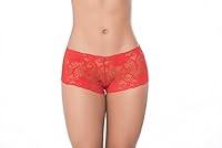 Algopix Similar Product 17 - Mapale Lace Boyshort, L, Red