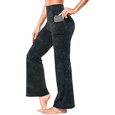 Women Bootcut Yoga Pants Casual Long Bootleg High Waist Flare Pants with  Pockets