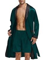 Algopix Similar Product 19 - LecGee Mens Satin Robe Long Sleeve