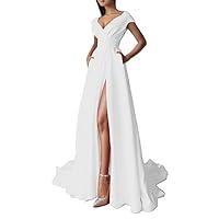 Algopix Similar Product 2 - BCDlily Linen Dress V Neck Bridesmaid