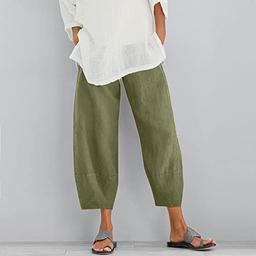 YOUMETO Cropped Casual Women Casual Summer Capris Loose Long Wide