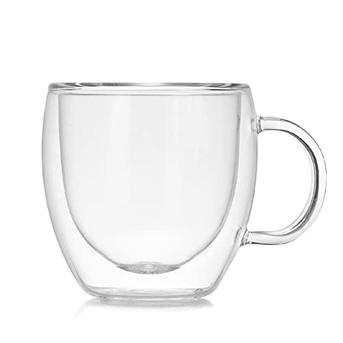 BNUNWISH Double Wall Glass Coffee Mugs 10oz Set of 4 Insulated Clear Tea Cups with Handle, Perfect for Espresso, Latte and Cappuccinos