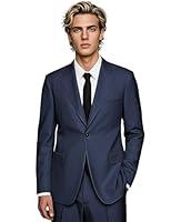 Algopix Similar Product 13 - HUUTOE Mens Slim Fit 2 Piece Suit Navy