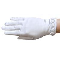 Algopix Similar Product 20 - ZAZA BRIDAL Girls Satin Gloves with