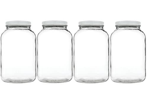 1 Gallon Glass Jar Wide Mouth With Airtight Plastic Lid Large Mason Canning  New