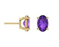 Algopix Similar Product 3 - 6x4 MM Oval Cut Natural Amethyst Studs