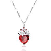 Algopix Similar Product 12 - Red Heart Golden Crown Necklace