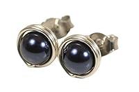 Algopix Similar Product 17 - Sterling Silver Navy Blue Pearl Stud