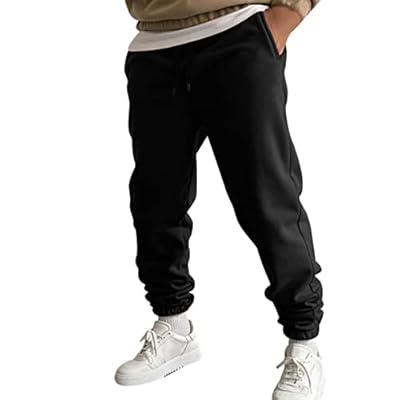 BROKIG Mens Zip Joggers Pants - Casual Gym Workout Track Pants Comfortable Slim  Fit Tapered Sweatpants with Pockets Medium Black