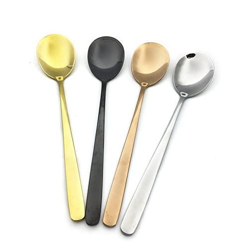 Stainless Steel Cooking Serving Spoon Sets with Plastic Handle 6PCs  (Multicolor)